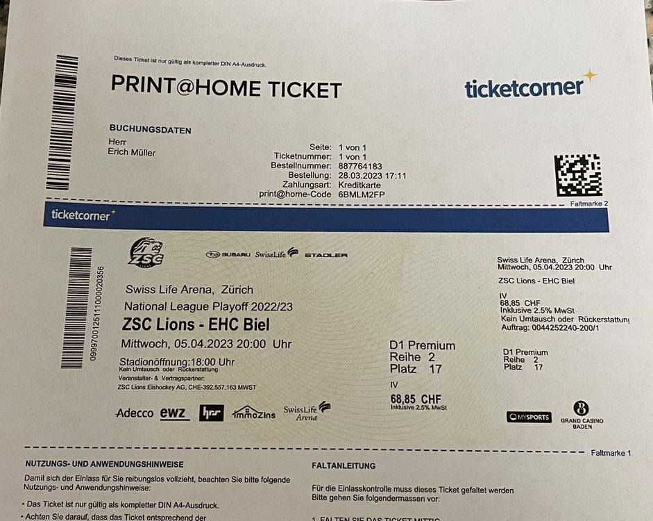 Zsc Lions Tickets Kaufen auf Ricardo