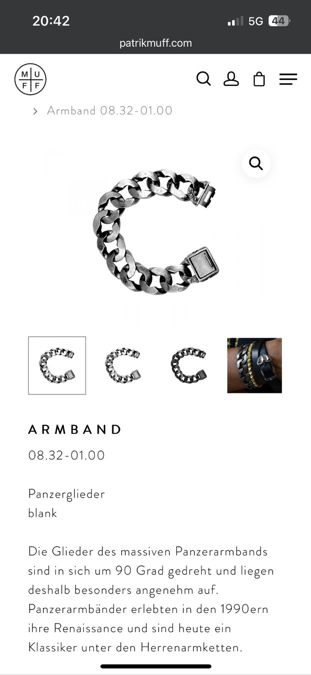Armbänder & -reifen: Patrik Muff - Silber Panzerkette Armband – Gebraucht aus Zürich von Armoo 4