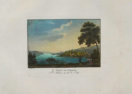 St. Adrian Zugersee altkolorierte Aquatinta von  Sperli
