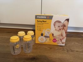 Medela Swing Maci Milchpumpe komplett + 2 Flaschen, Bustier
