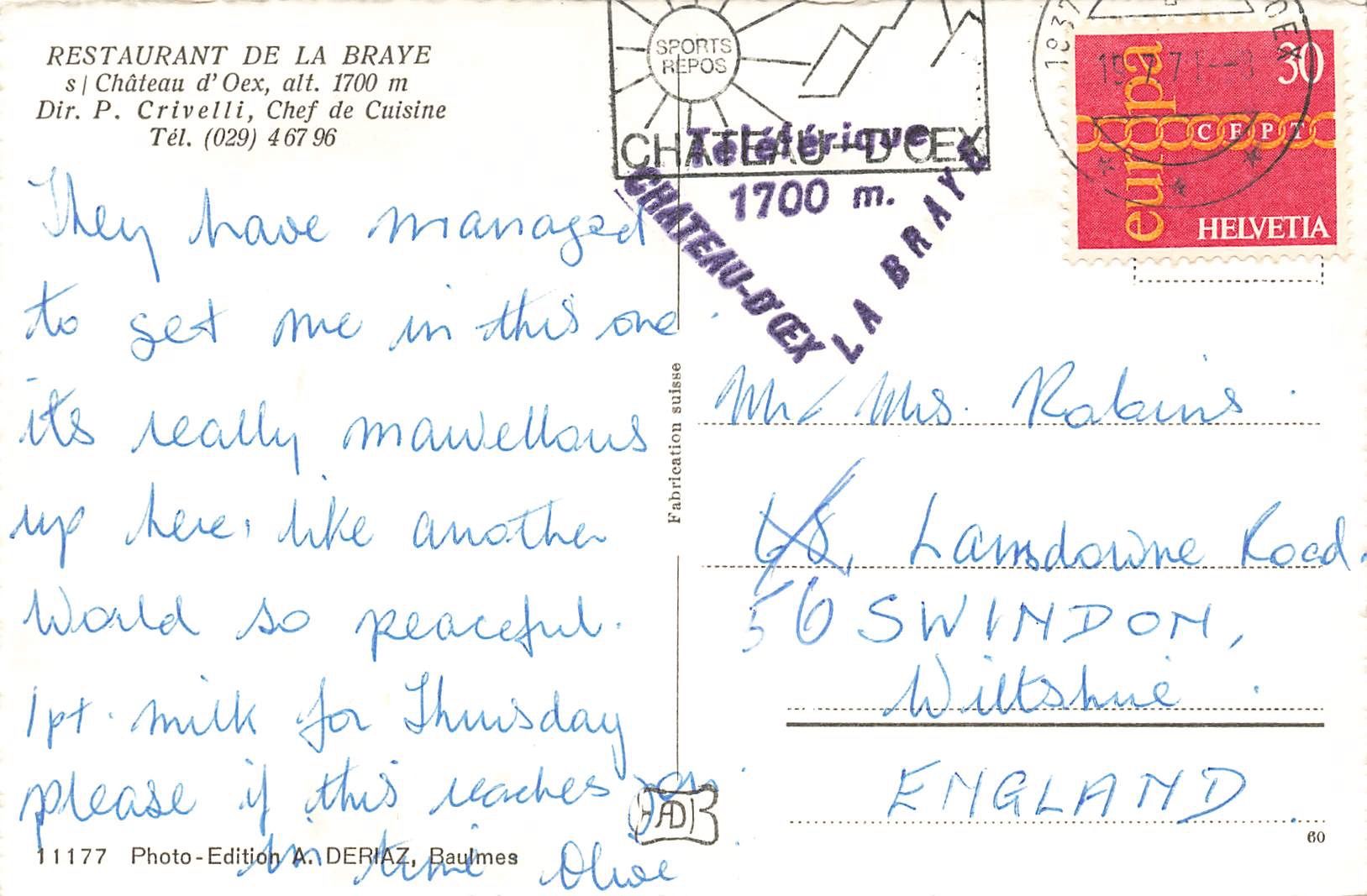 Cartes postales: Chateau d`oex Gondelbahn – D'occasion à Biasca par Blenio71 1