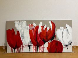 70cmhoch x140cm breit/ Acryl Gemälde, Wünderschöne Tulpen