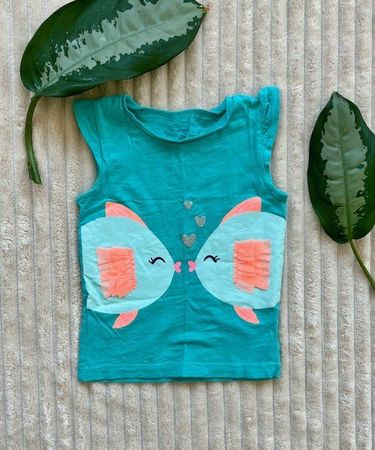 Carter's Mädchen T-Shirt mit Fischen, Grösse 2T (92) 🥰