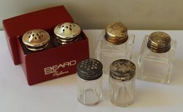 6 kleine Vintage Pfeffer- Salzstreuer Glas Deckel Silber 925