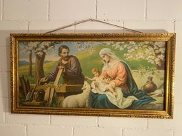 Schönes Heiligenbild "Hl. Familie", gerahmt