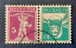 9-15-3 Timbres Helvetia oblitérés. Tête-bêche. Réf. K23