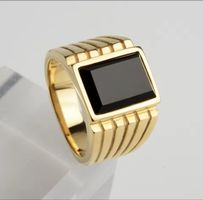 Men Ring black stone from Stainless Steel