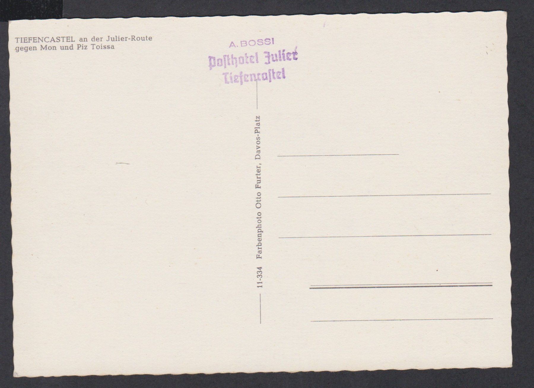 Cartoline postali: Tiefencastel   -   alte Ansichtskarte**  Posthotel Julier – Usato da Vitznau venduto da Ropaku 1