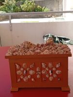 Schöne Holz Muschel Schatulle21 cm L 14,5 H 6 T
