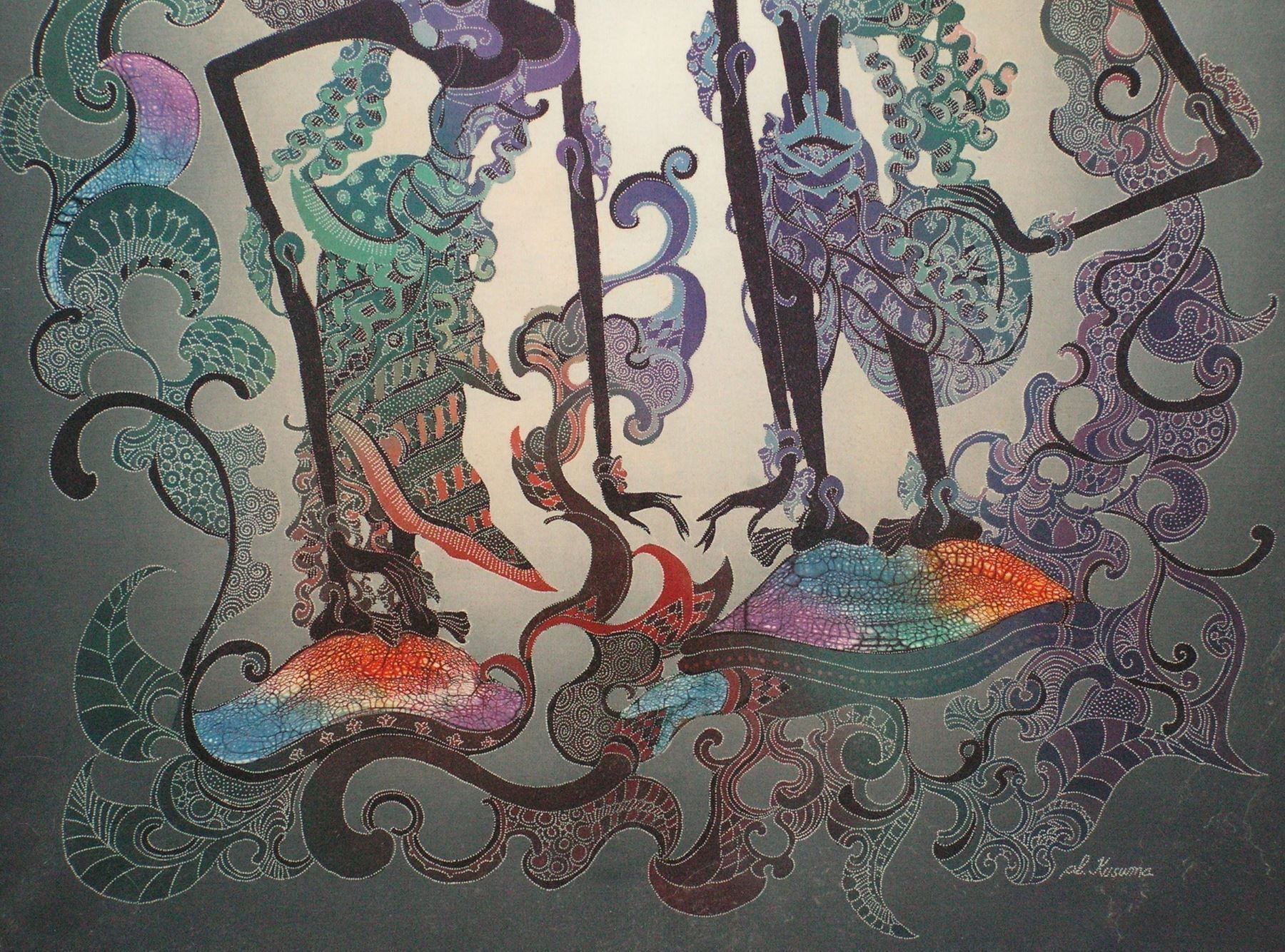 Batik Bild, Rama und Sita aus dem Epos Ramayana, 60x80 cm (Gebraucht ...