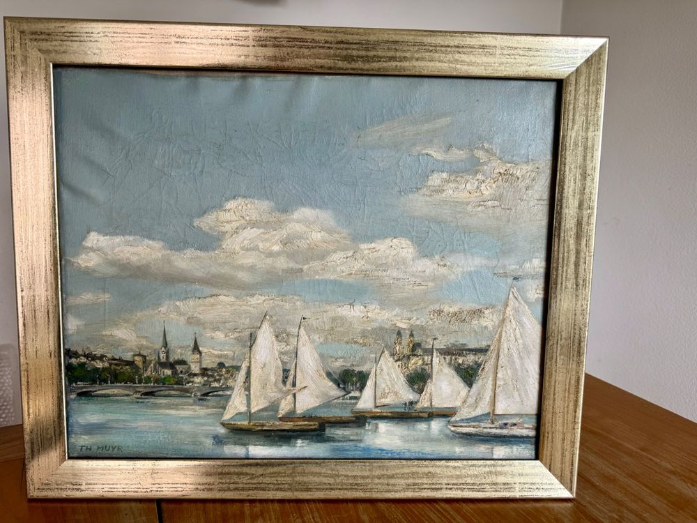 Original CH Theo Muyr Ölgemälde (auf Leinwand) Zürisee (Gebraucht) in ...