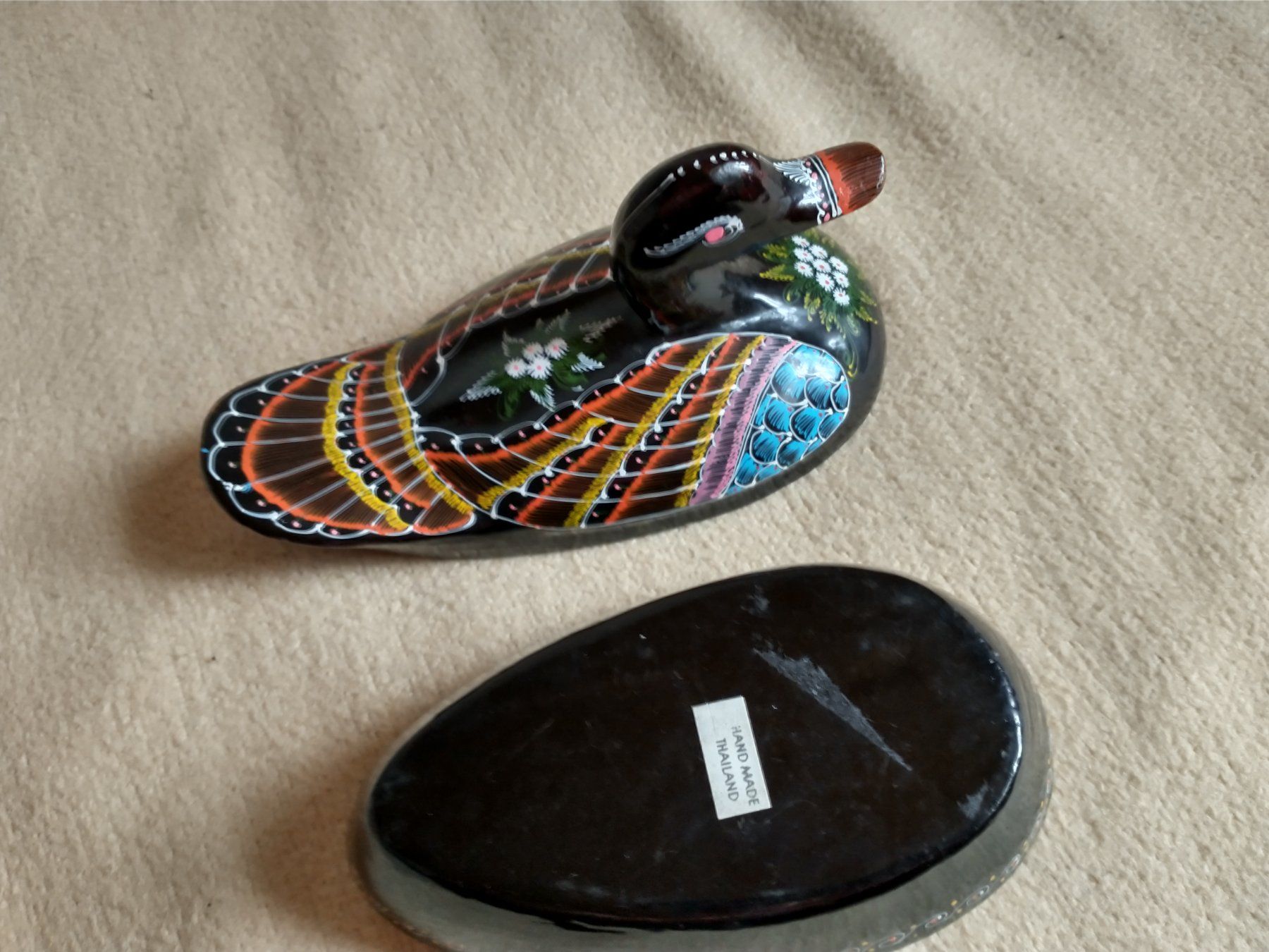 Statuette: Handbemalte Holzente, Dose mit Deckel Vintage – Usato da Löhningen venduto da Chimae67