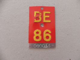 Velonummer Velo Rad BE 86 gelb Bern 1986 Nummer Geschenk