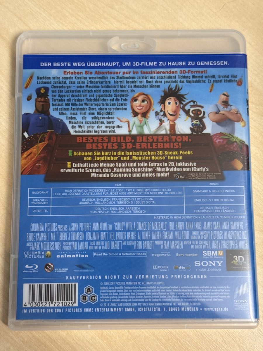 Tutti i DVDs: Wolkig mit Aussicht auf Fleischbällchen Blu-ray 3D! – Usato da Hittnau venduto da PeterS75 1