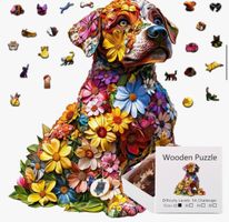 Wooden-Puzzle-Holzpuzzle-Hund-Familie 14x14cm