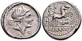 D. SILANUS L.f AR Denarius (91 BC). Scarce type