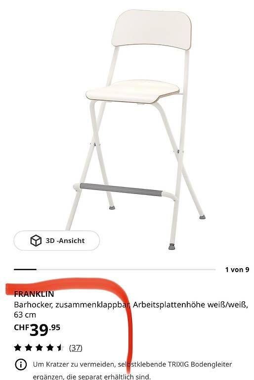 Ikea Sgabelli: 3 Stk. Ikea Franklin Barstühle – Usato da Necker venduto da liq24 4