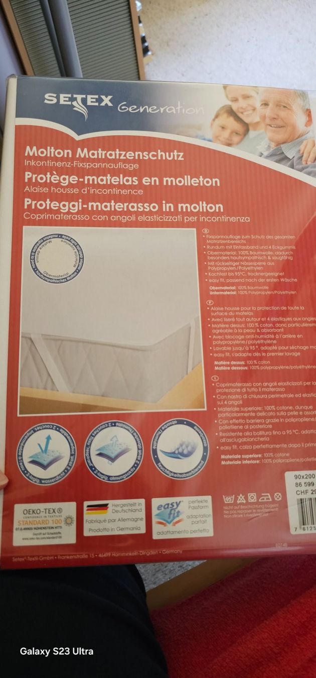 Linge de lit: SETEX Molton Matratzenschutz 90x200 inkontinenz – Neuf avec emballage d'origine à Wädenswil par allesmussraus01