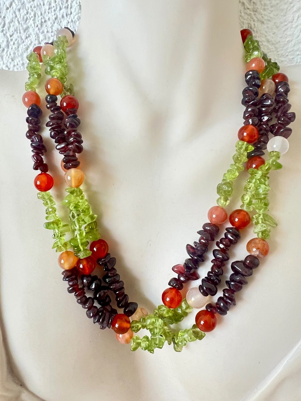 Colliers: Statement-Collier Peridot, Granat & Karneol - Silber Unikat – D'occasion à Ruswil par artbyhand