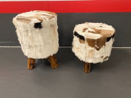 Hocker mit Fell - 2 Stück