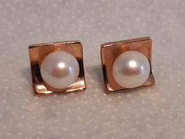 Ohrstecker Sterling Silber 925 mit Natur Perle Square