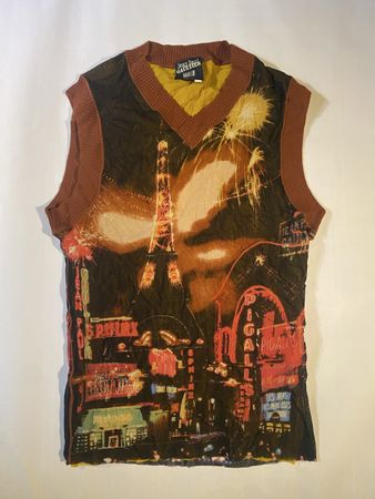 Jean Paul Gaultier Paris Print Vest, Size L