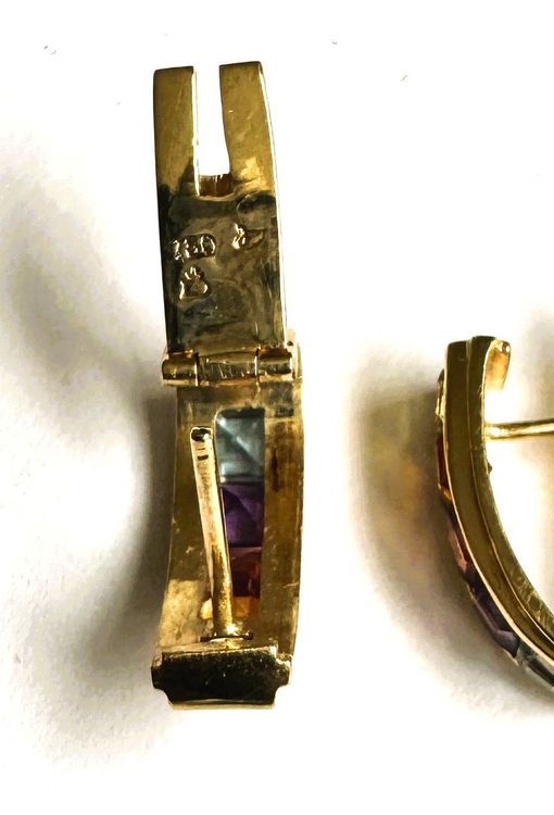 Creolen mit bunten Edelsteinen 18Karat Gelbgold 4