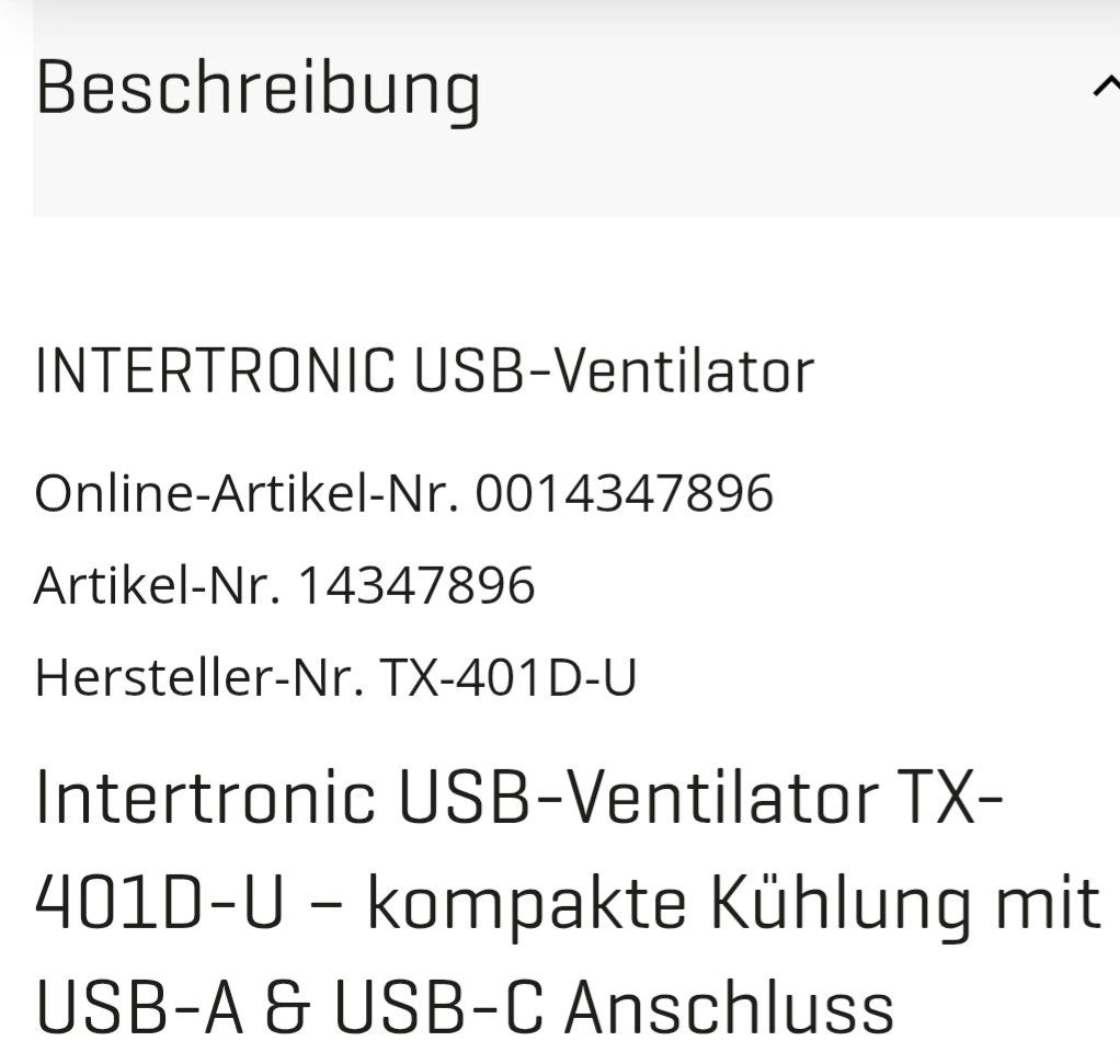 Ventilatori: Tischventilator Pro-Klima mit USB-Anschl., Durchmesser 12cm. – Nuovo (secondo la descrizione) da Killwangen venduto da Marc-Antonio 1