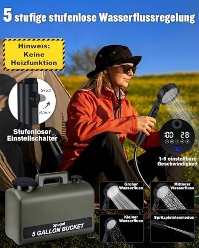 Docce: Camping Dusche 10000mAh Campingdusche Tragbare 20L Akku – Nuovo e nell'imballaggio originale da Hundwil venduto da pak_7zvn 3