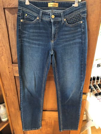 Cambio Jeans Damen Hose blau mit Nieten und Gold Applikation