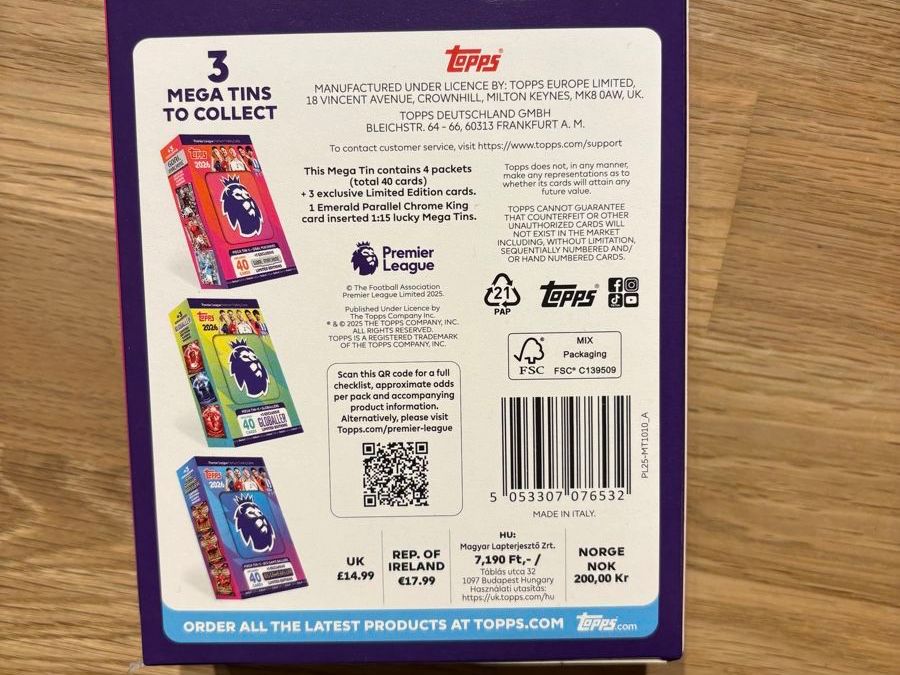 Topps Carte collezionabili: Topps 2026 Premier League, Mega Tin #1, Playercards – Nuovo e nell'imballaggio originale da Bassersdorf venduto da Cincinnati 3
