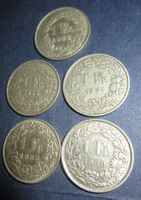 5 x 1 Franken Stücke Silber