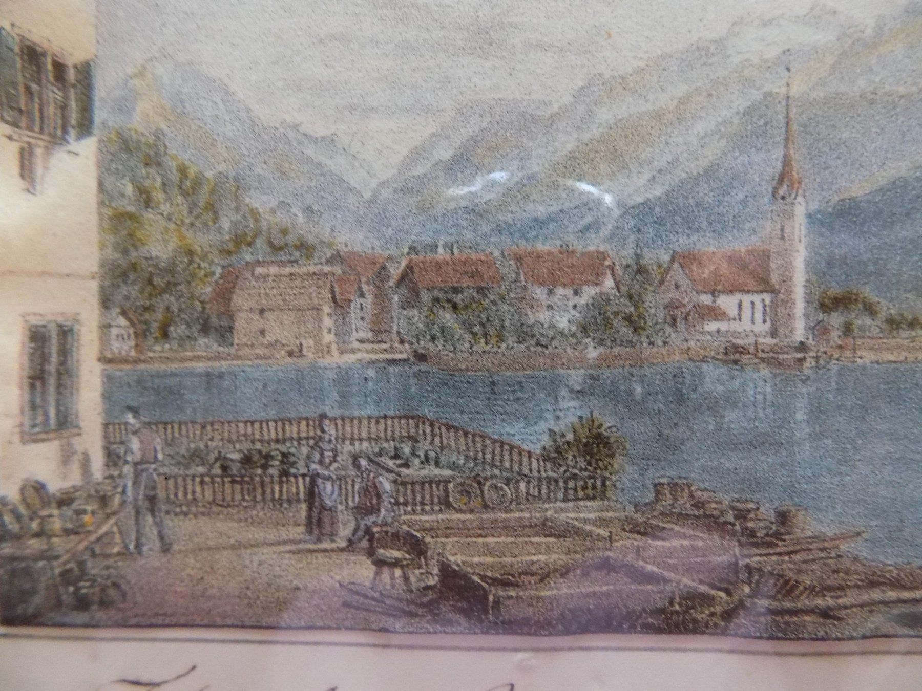 Incisioni: Flüelen Uri kolorierte Lithographie – Usato da Risch venduto da Antikfee 3