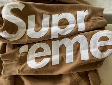 supreme cropped panels hoodie beige/ camel / brown M