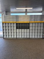 3-teiliges Ladenregal Schreineranfertigung grau 446 cm