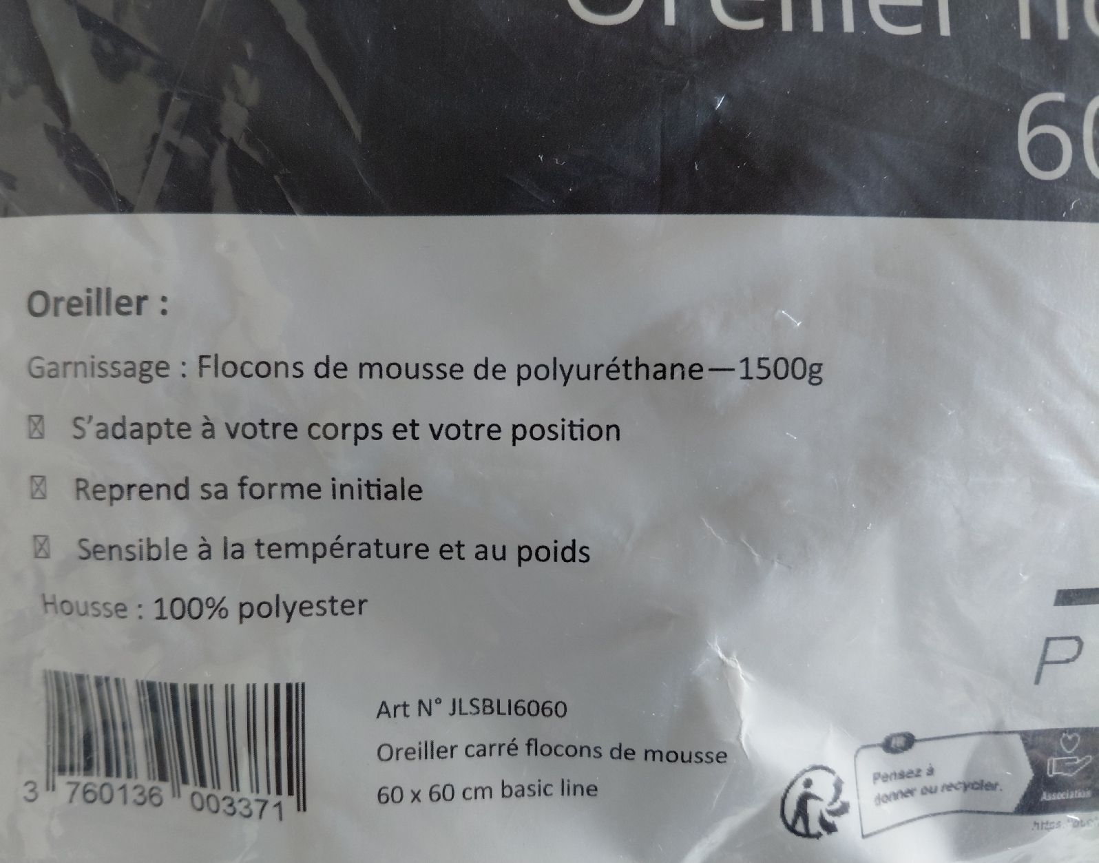 Cuscini: Oreiller Flocons de mousse 60x60cm – Nuovo e nell'imballaggio originale da Tramelan venduto da Belleza82 1