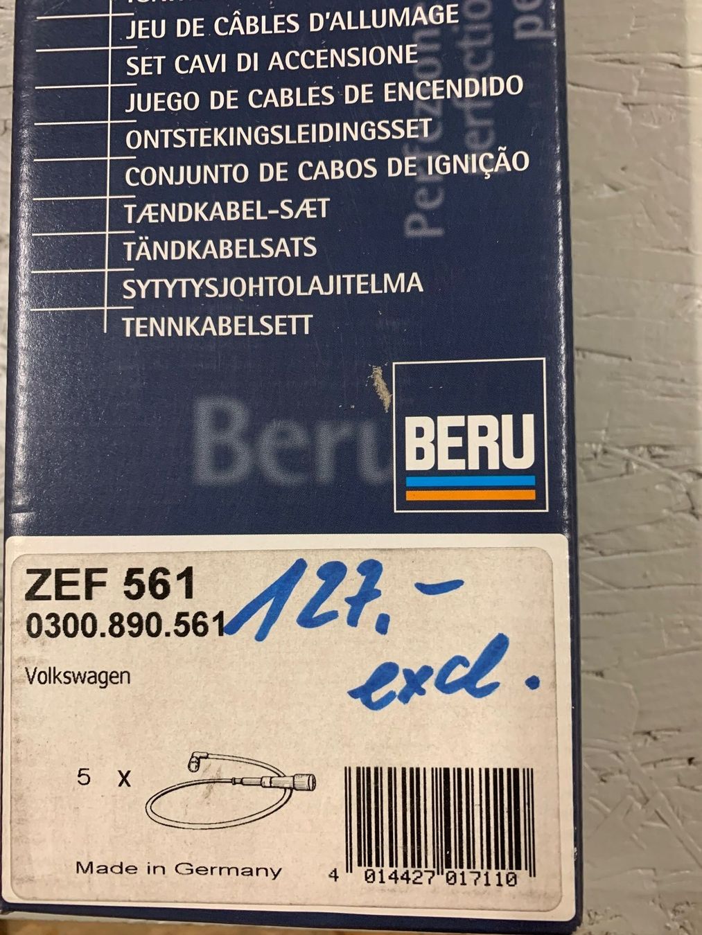 Volkswagen Tutti pezzi di ricambio auto: Zündkabelsatz  BERU  ZEF 561 , VW  Golf 2  , und andere ... – Nuovo e nell'imballaggio originale da Boswil venduto da pavo1 5