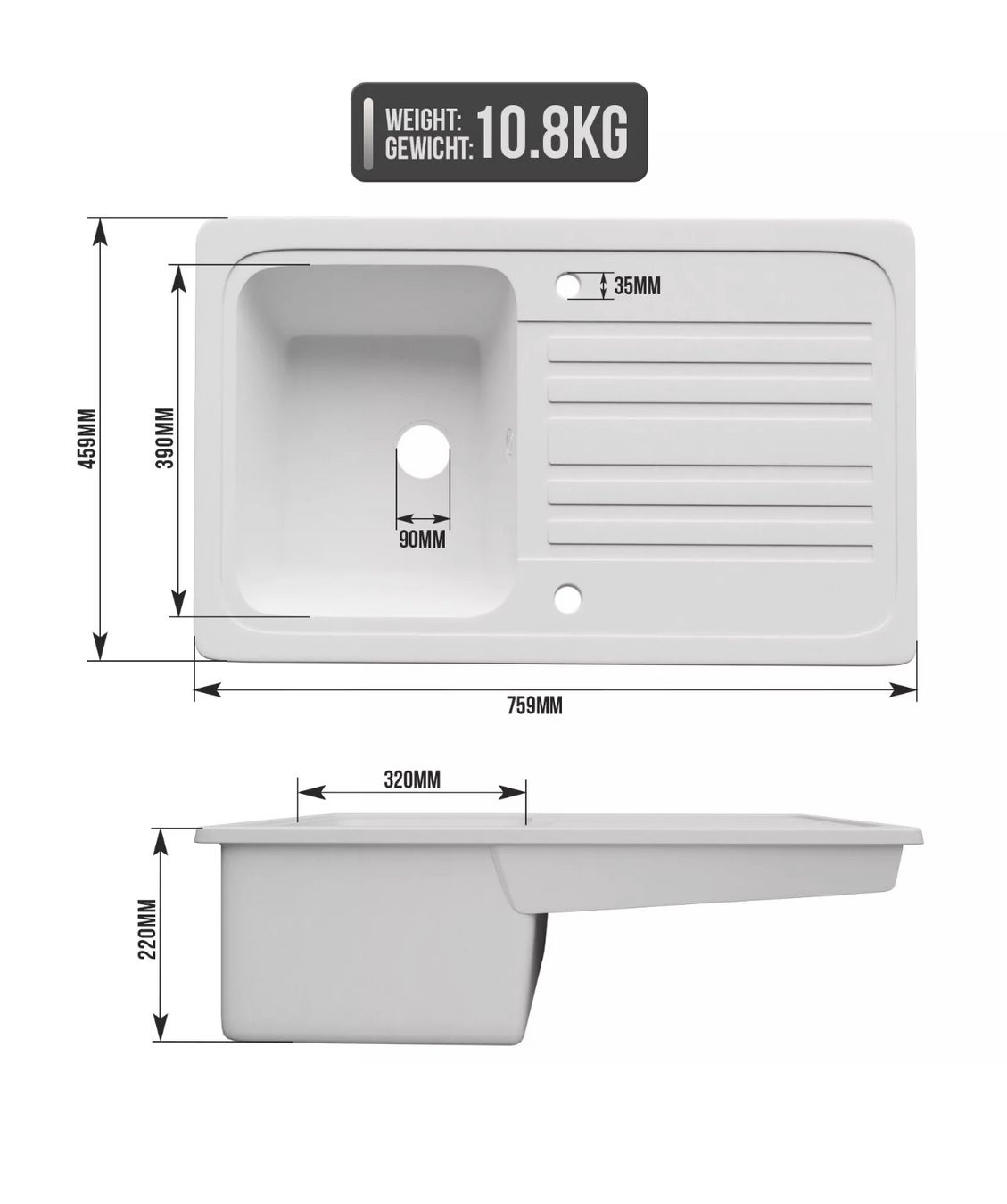 Lavabi & lavandini: + Granitspüle + Siphon Einbauspülle Komplet set – Nuovo e nell'imballaggio originale da Amriswil venduto da JaJa-Express 8