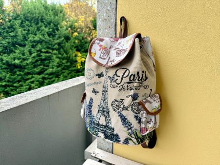 Sac à dos motif Paris Tour Eiffel toile tissée neuf