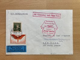 Flugpostbrief 1933 Schleuderflug , Bremen nach New York