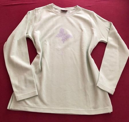 Pull cotton M avec papillon à strass sur le devant