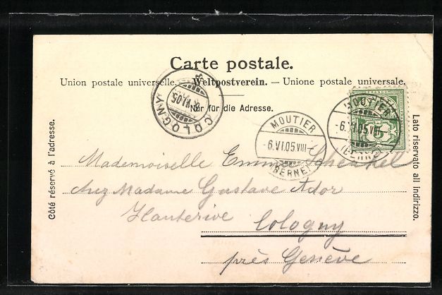Cartoline postali: AK Moutier, Ortspartie mit Kirche, 1905 – Usato da Berlin venduto da bartko-reher 1