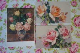 Nostalgie: 3 alte Postkarten mit Rosen