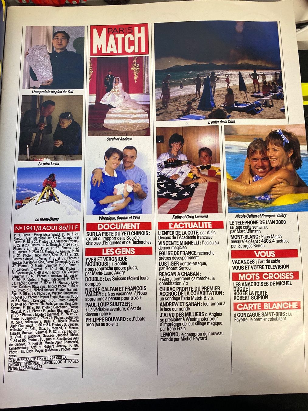 Zeitschriften & Magazine: Paris Match - Sarah et Andrew 1986 – Gebraucht aus Le Brassus von cinema13 1