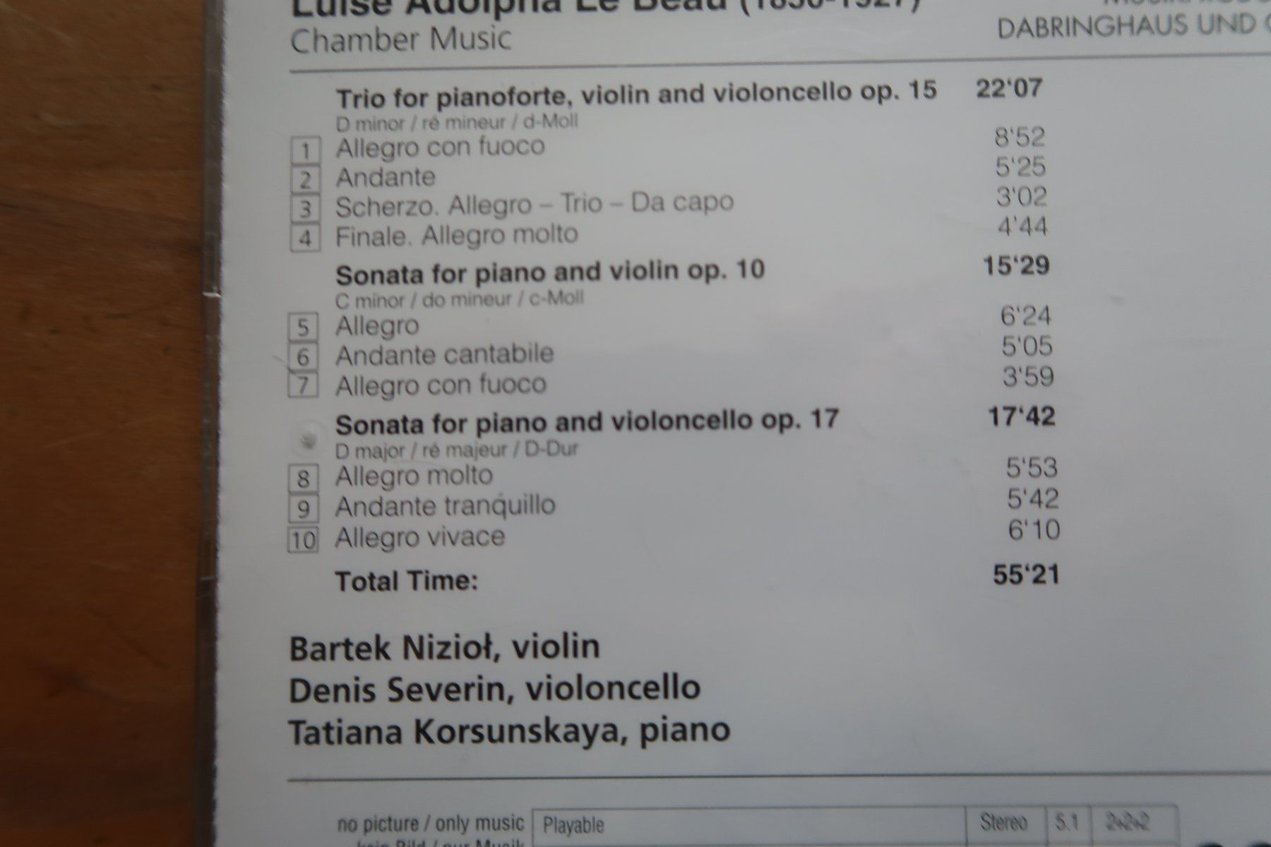 CD: LE BEAU - CHAMBER MUSIC - SACD – Usato da Basel venduto da Patiscat 2