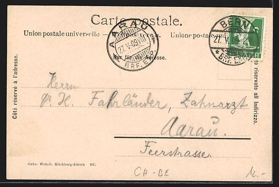 Cartoline postali: AK Bern, Das Schänzli mit Brücke, 1909 – Usato da Berlin venduto da bartko-reher 1