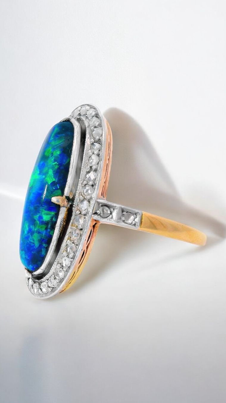 Ringe: Antiker 18k Gold Ring mit schwarzem Opal & Diamanten – Gebraucht aus Embrach von estzeh1 2