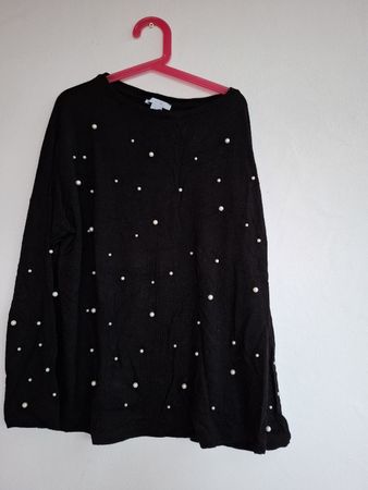 Damen Pullover schwarz mit Perlen Applikationen Grösse xs