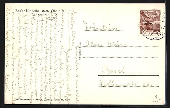 Cartoline postali: Langenbruck, Basler Kinderheilstätte Ob – Usato da Berlin venduto da bartko-reher 1