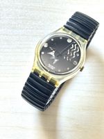 Swatch Uhr schwarz Zifferblatt transparentes Gehäuse